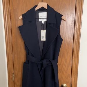 H&M Long length vested pea coat. HM x Giulvia Heritage; dark navy size S